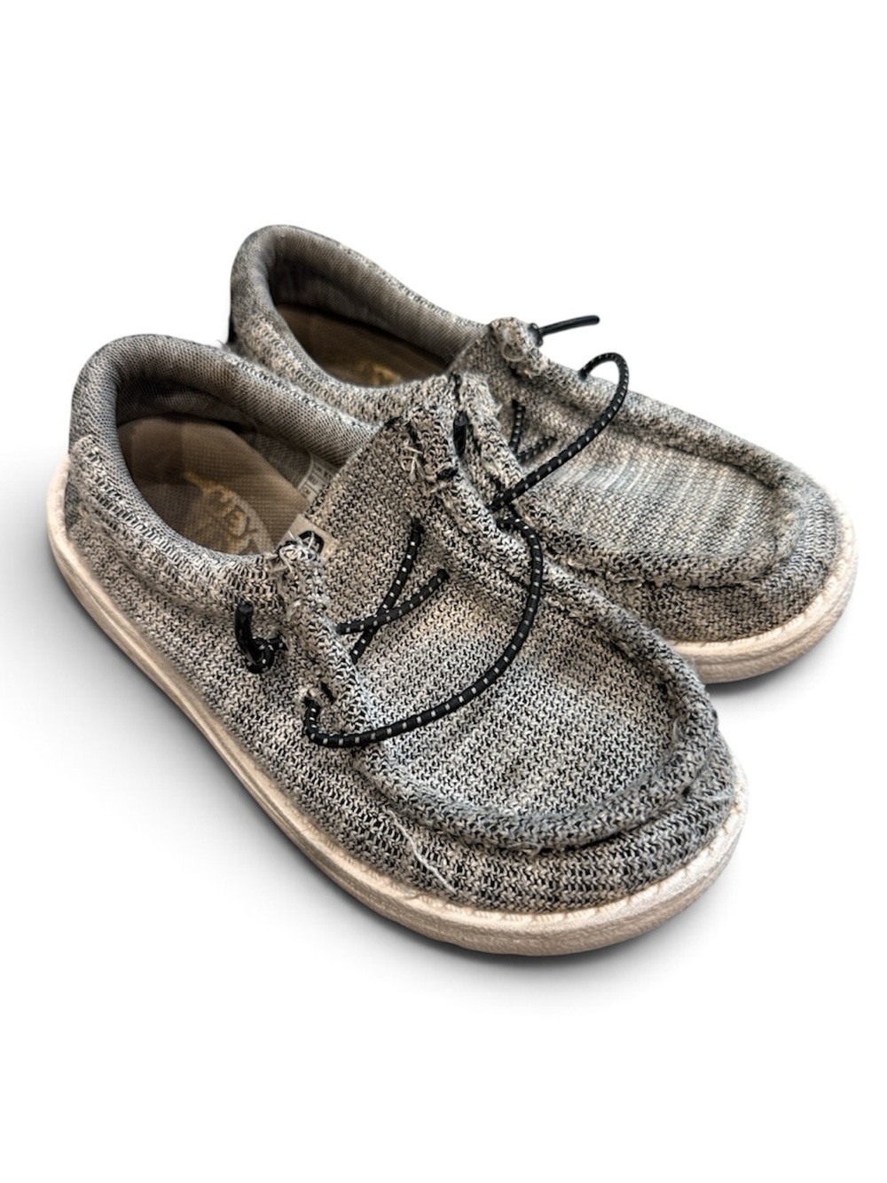 Hey Dude | Kids Casual Knit Slip On Shoes in Grey with Black Laces